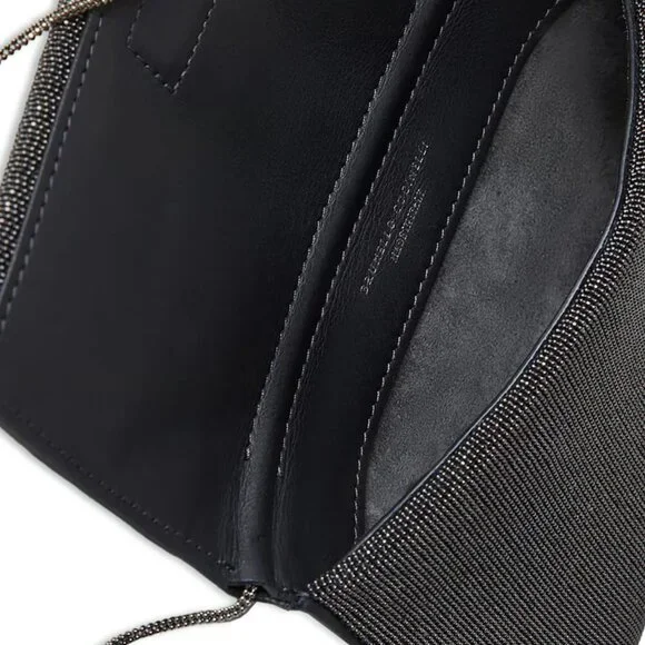 Brunello Cucinelli Monili Crossbody City Bag Gunmetal Clutch Precious New $3895 - Picture 7 of 10